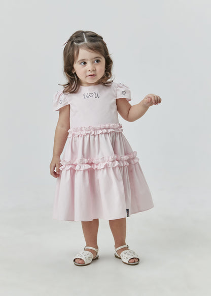 Vestido Midi Rosa Claro - Um Mais Um
