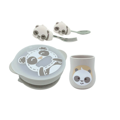 Kit de Alimentação com Copo Anatômico Panda Pebble - Marcus & Marcus