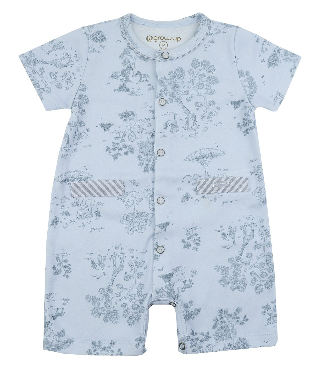 Macacão Curto Toile De Jouy Azul - Grow Up