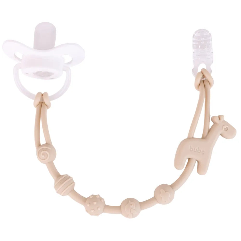 Prendedor De Chupeta Em Silicone Cloudy Girafa - Buba