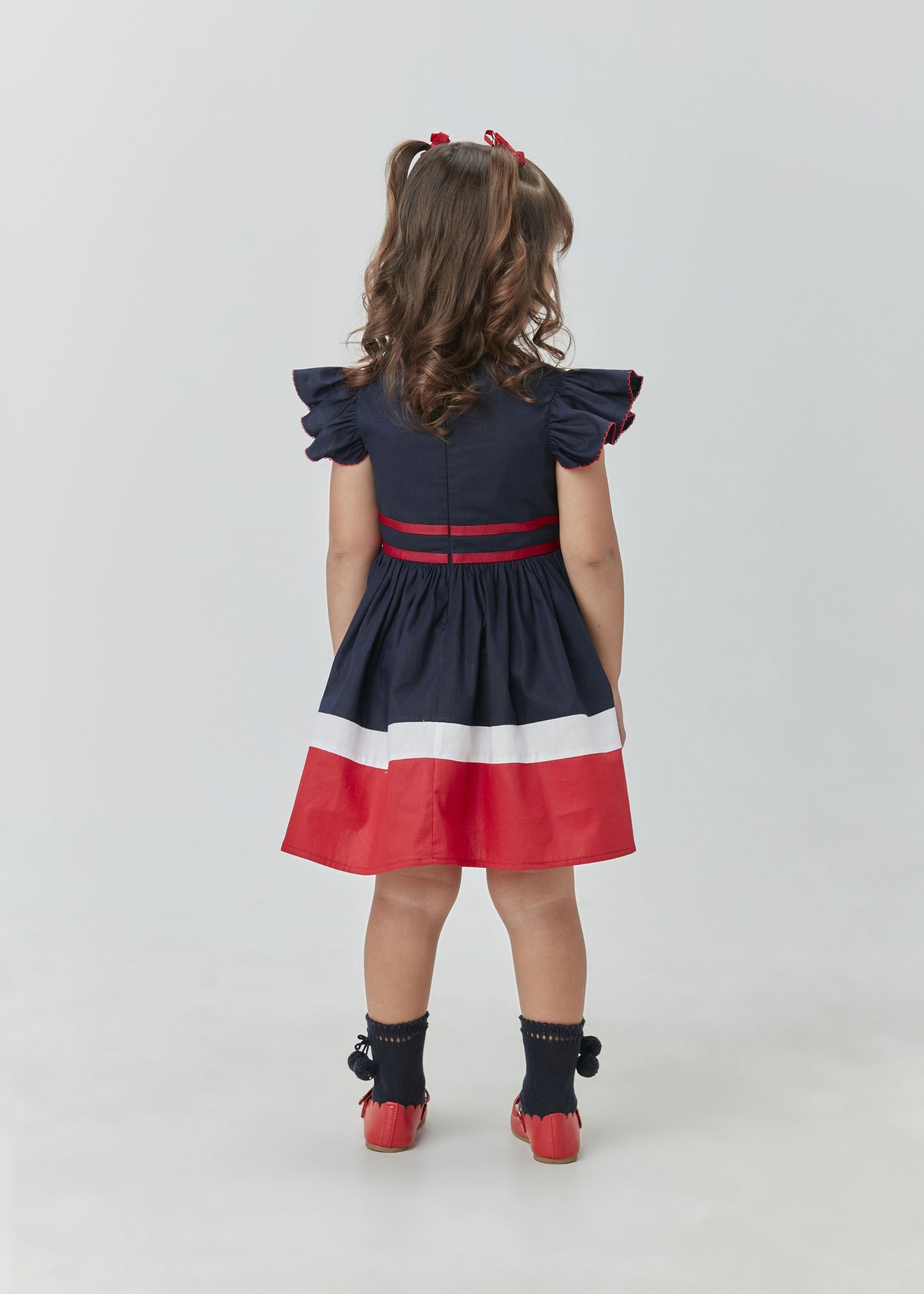 Vestido Midi em Tricoline Navy Marinho - Um Mais Um