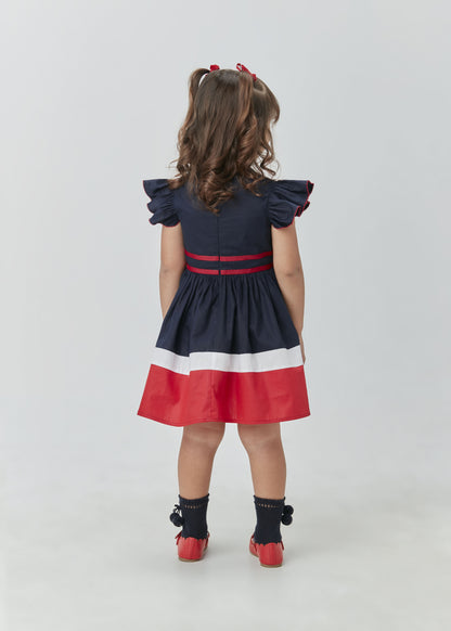 Vestido Midi em Tricoline Navy Marinho - Um Mais Um