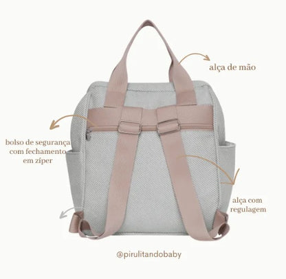 Mochila Media C/ Bolso Térmico Nuvem De Algodão - Pirulitando