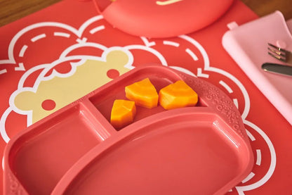 Prato com 3 Divisórias em Silicone Vermelho - Marcus & Marcus