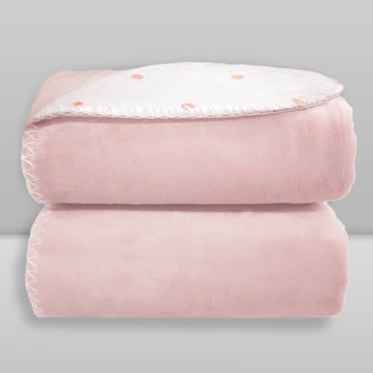 Manta Dupla Face Poá Rosa - Laço Bebê