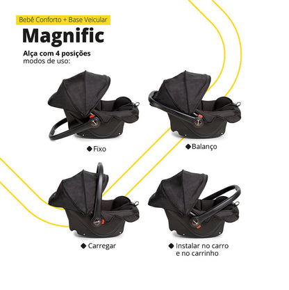 Travel Sistem Carrinho MAGNIFIC 5 EM 1 - FULL BLACK - SAFETY 1ST