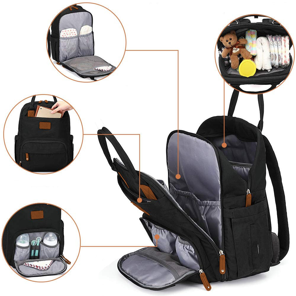 Mochila de Maternidade Alice Preta - Laço Bebê
