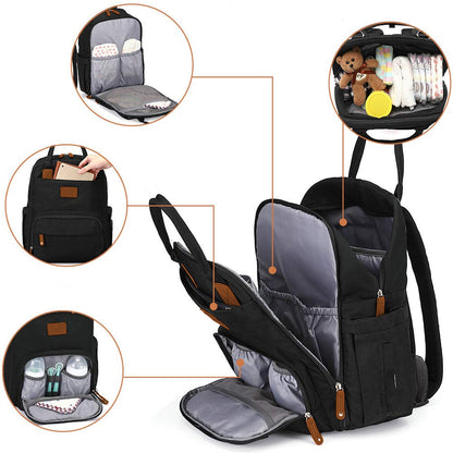 Mochila de Maternidade Alice Preta - Laço Bebê