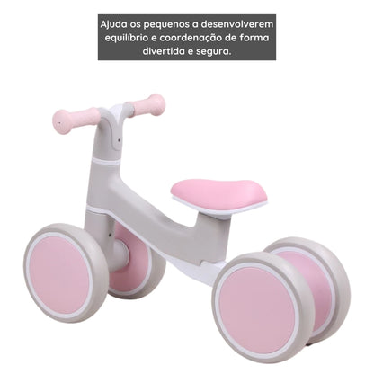 Bicicleta de Equilíbrio E-lite Rider Off-White com Rosa - Premium Baby