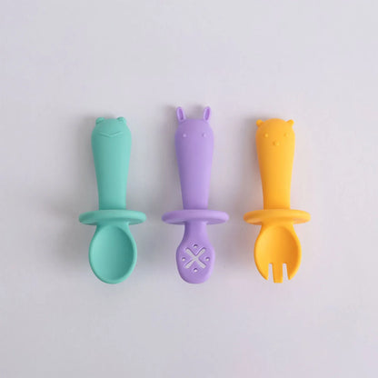 Kit De Treinamento Com 3 Talheres De Silicone - Petit Pia