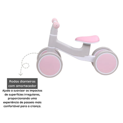 Bicicleta de Equilíbrio E-lite Rider Off-White com Rosa - Premium Baby