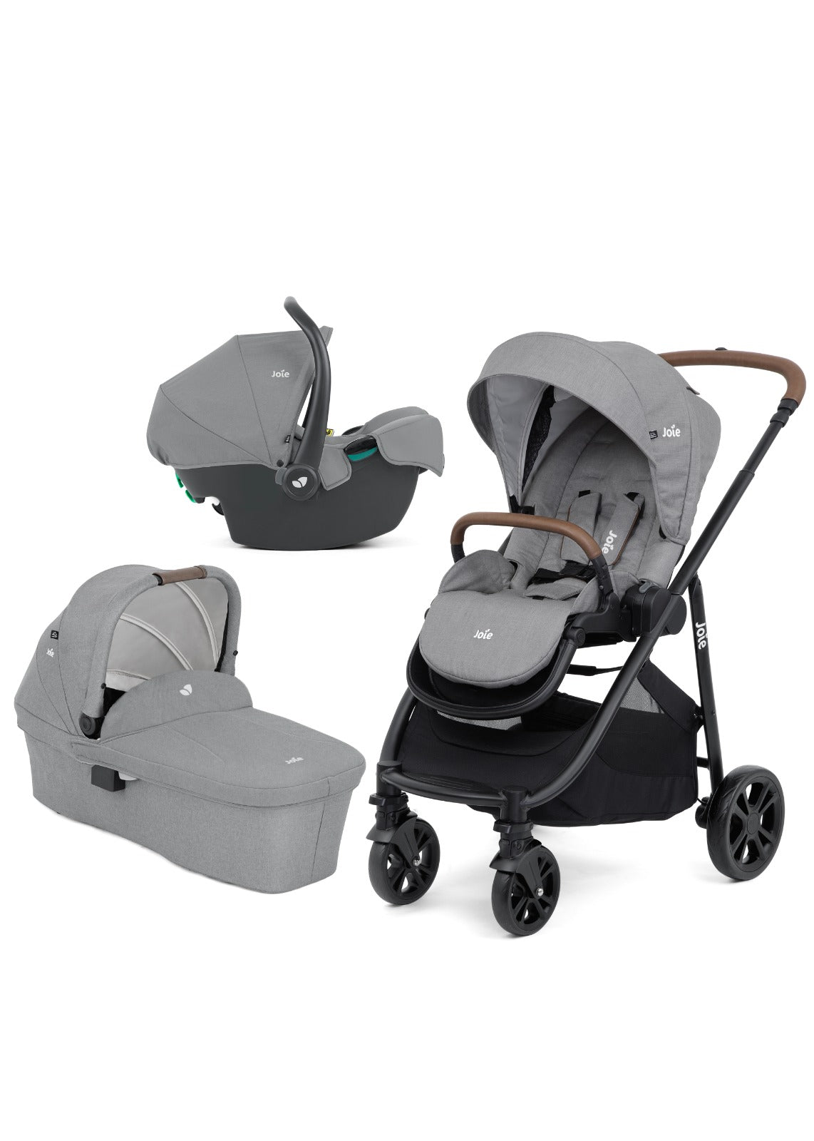TRIO VERSATRAX-E: CARRINHO, BBC E MOISÉS CINZA PEBBLE - JOIE