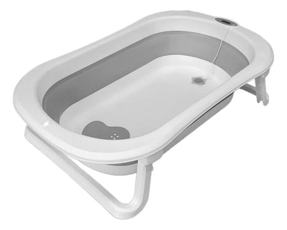 Banheira Bubbly Dobrável Com Suporte Cinza - Premium Baby