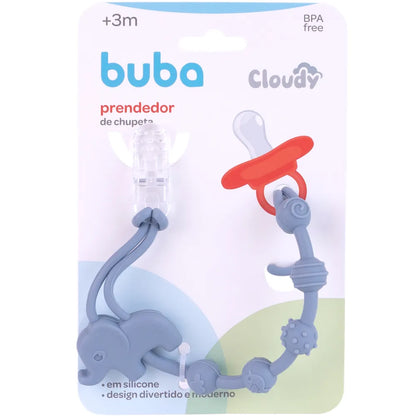 Prendedor De Chupeta Em Silicone Cloudy Elefante - Buba