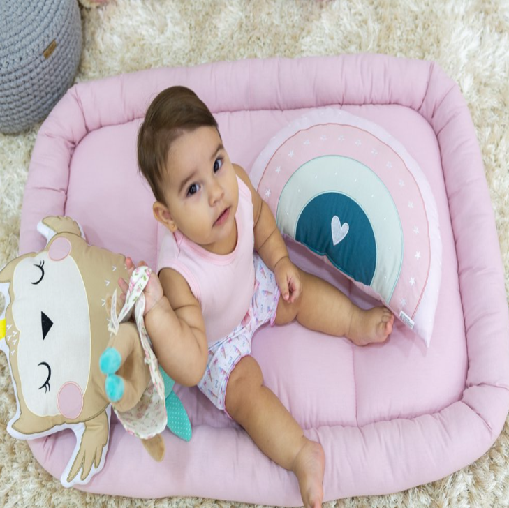 Colchonete Basic Dobrável 100% algodão Rose - Batistela Baby