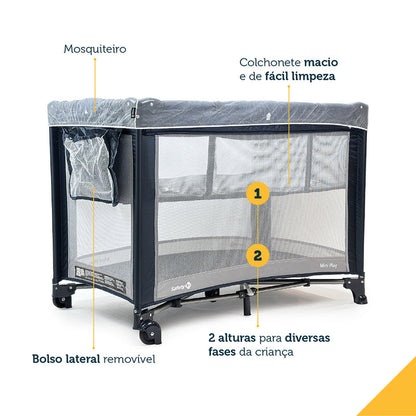 Berço Mini Play 1t Net Blue - Safety
