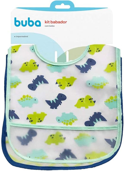 Kit 2 Babadores com Pega migalhas Dino - Buba