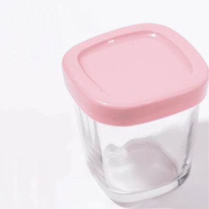 Kit 4 Potes De Vidro Para Armazenar Leite E Papinha 120ml Rosa Petit Pia