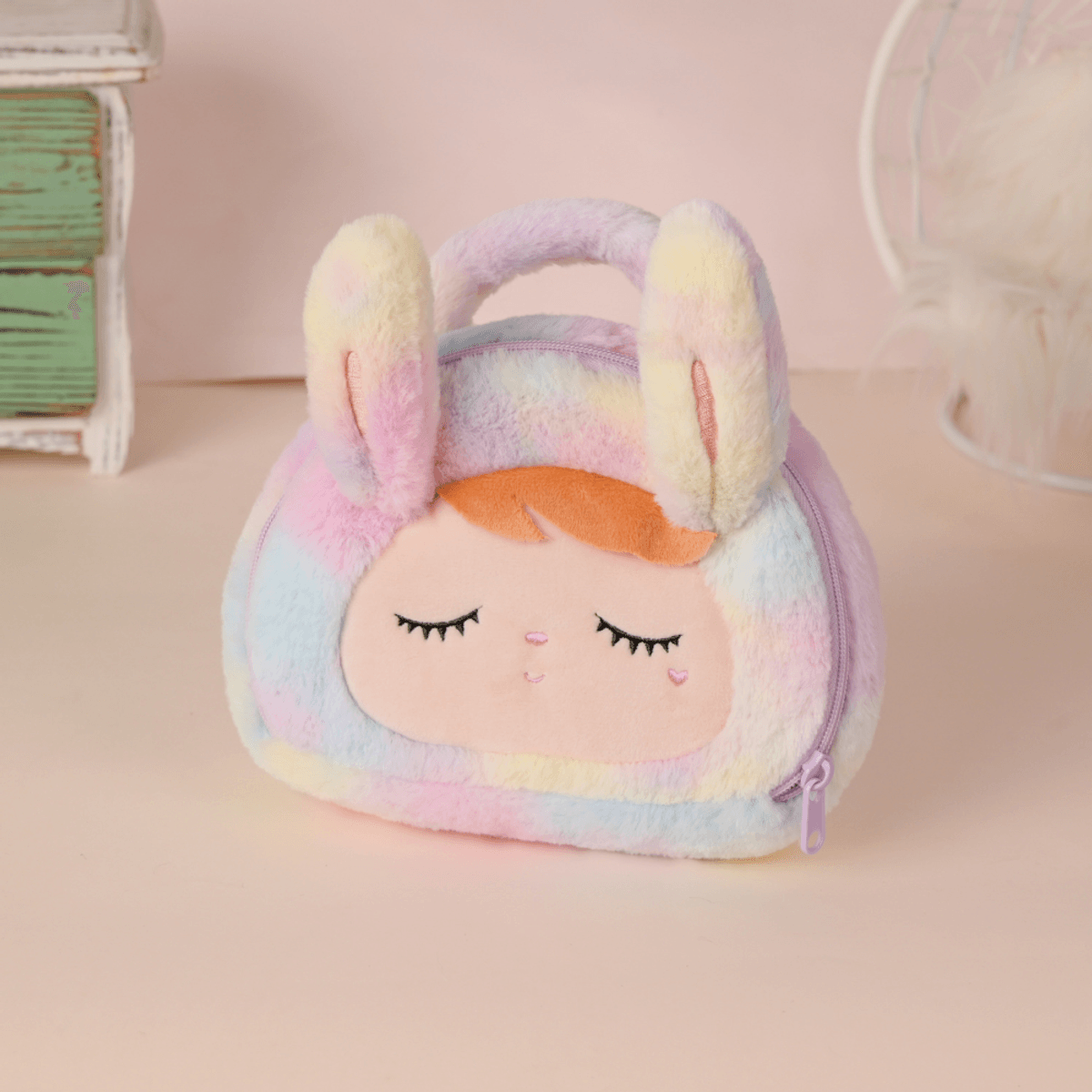 Bolsa Plush Coelha Arco-íris Alça de Mão - Metoo