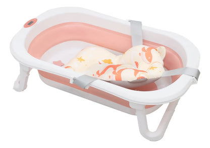 Banheira Bubbly Dobrável Com Suporte Rosa - Premium Baby