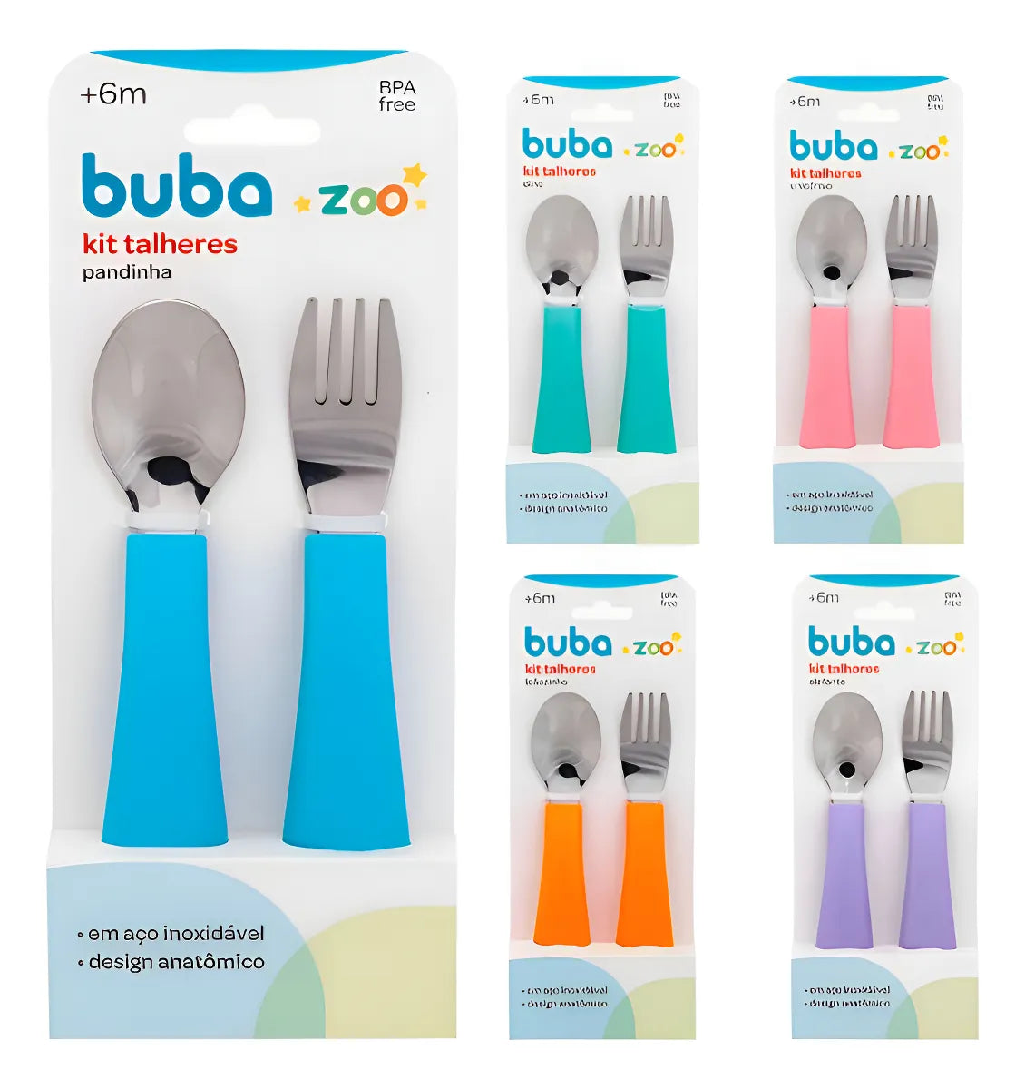 Kit Talheres Buba Zoo Azul - Buba