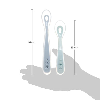 Kit 2 Colheres Em Silicone Fases 1 E 2 Azul - Buba