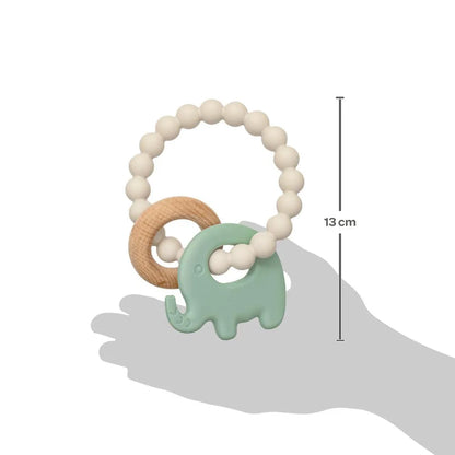 Mordedor Em Silicone E Bambu/elefante Verde - Buba