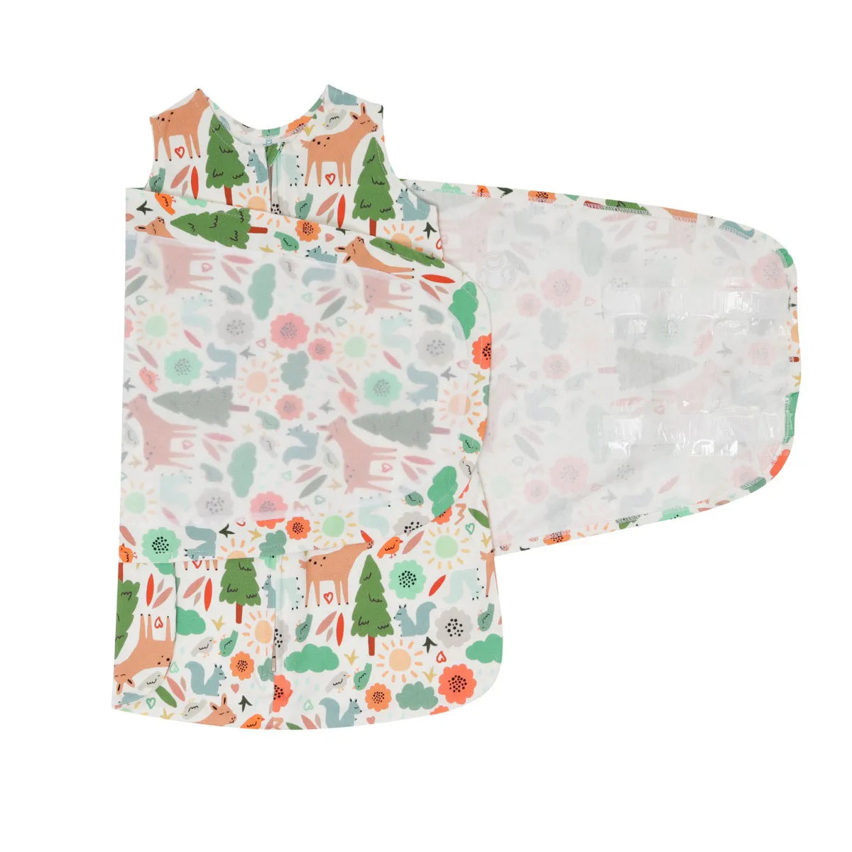 SACO DE DORMIR SWADDLE EM ALGODÃO EGÍPCIO FLORESTA - CASULO DE ANJO