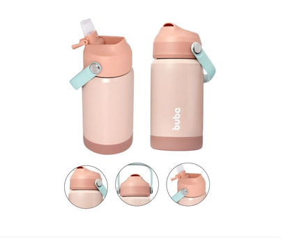 Copo Térmico Parede Dupla Com Canudo Rosa - Buba