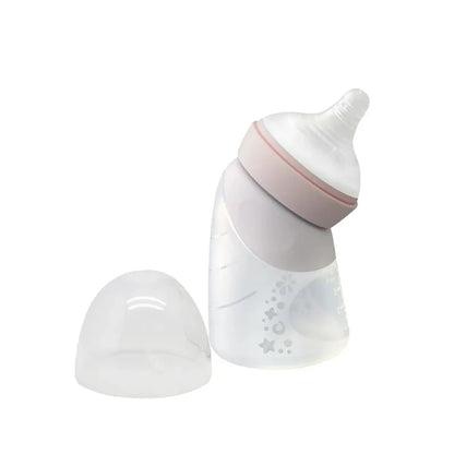 Mamadeira Angulada Em Silicone 120ml Rosa - Marcus e Marcus