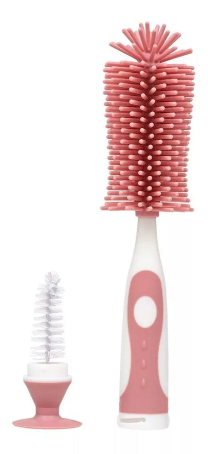 Escova para Mamadeira em Silicone Rosa - Buba