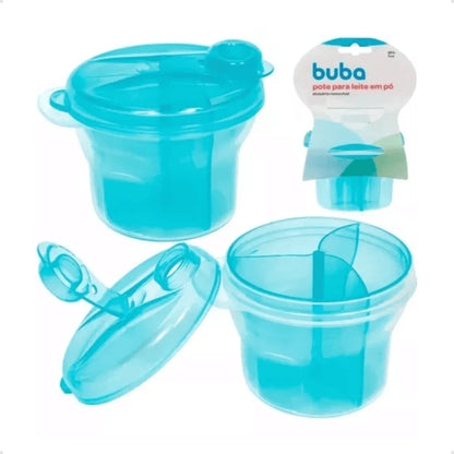 Pote Para Leite Em Pó Com Divisória Azul - Buba