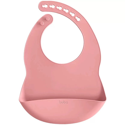 Babador em Silicone com Pega Migalhas Rosa - Buba