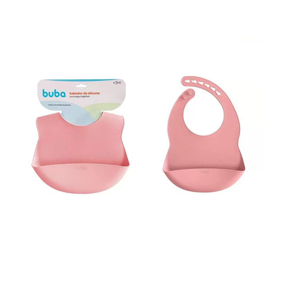 Babador em Silicone com Pega Migalhas Rosa - Buba